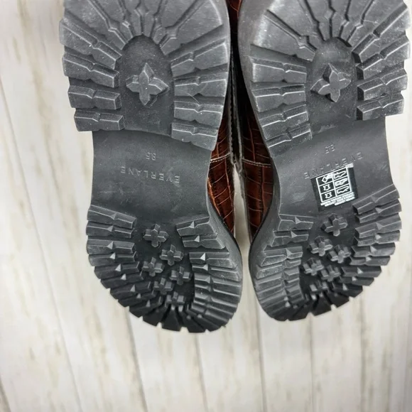 Everlane Lug Loafer NWOB Brown Crocodile Pattern Loafers - Picture 6 of 10